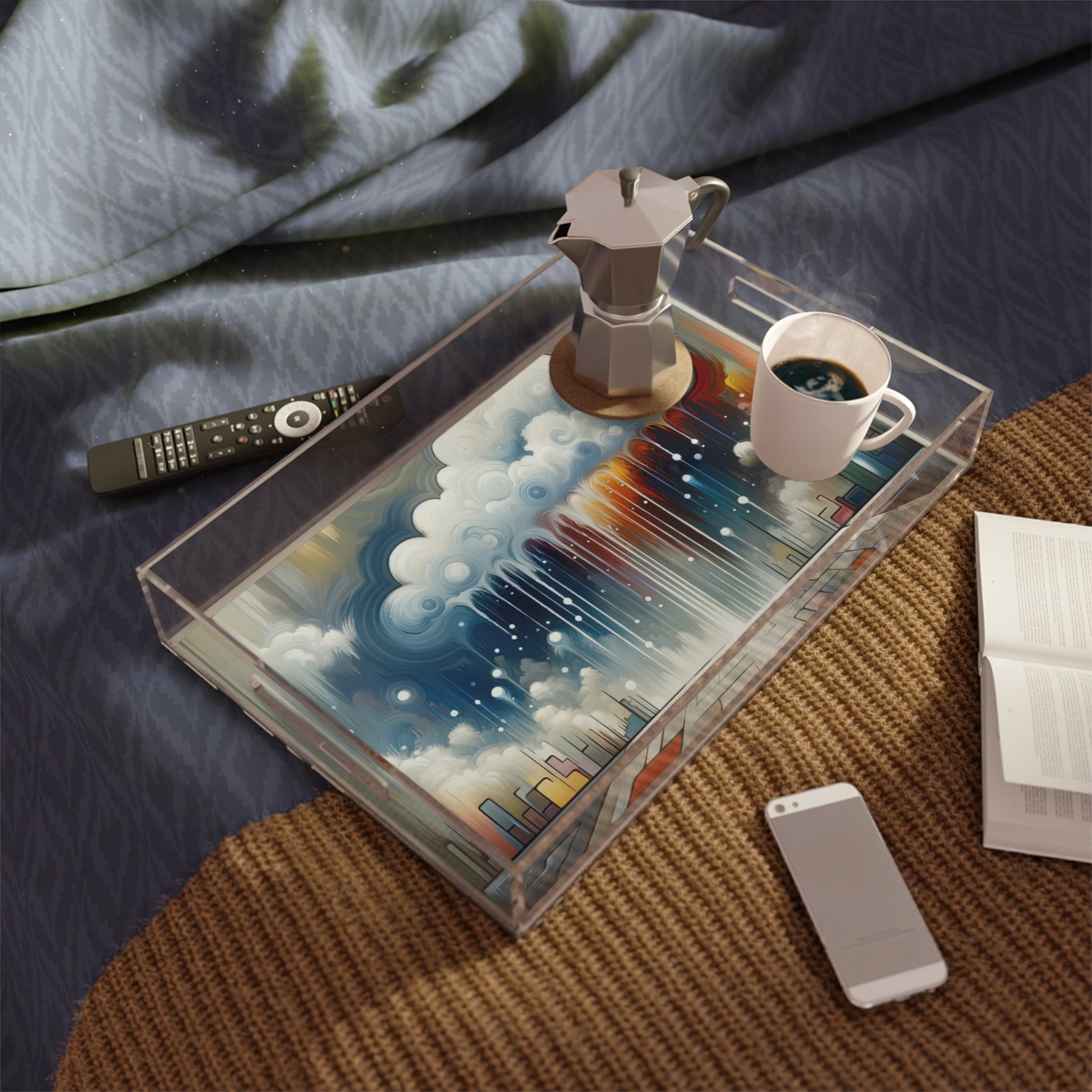 Grounding Silver Clouds Acrylic Serving Tray - ATUH.ART