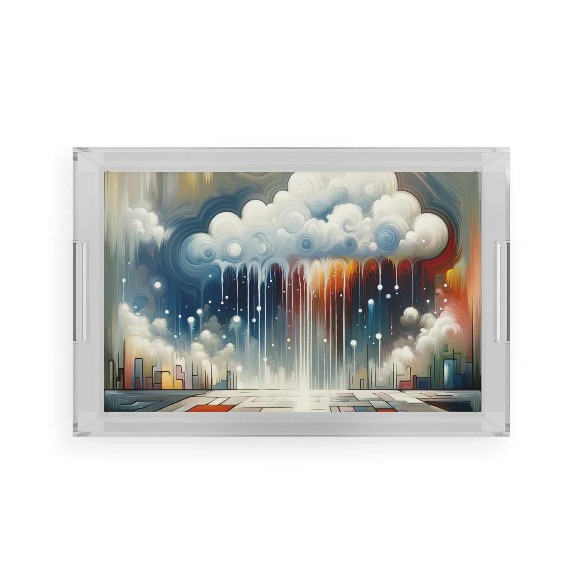 Grounding Silver Clouds Acrylic Serving Tray - ATUH.ART