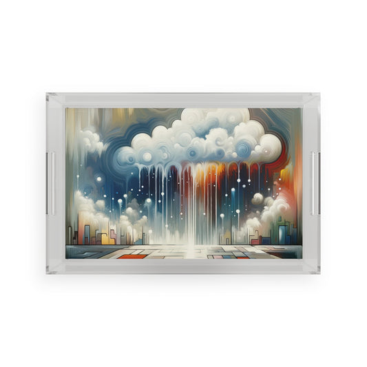 Grounding Silver Clouds Acrylic Serving Tray - ATUH.ART