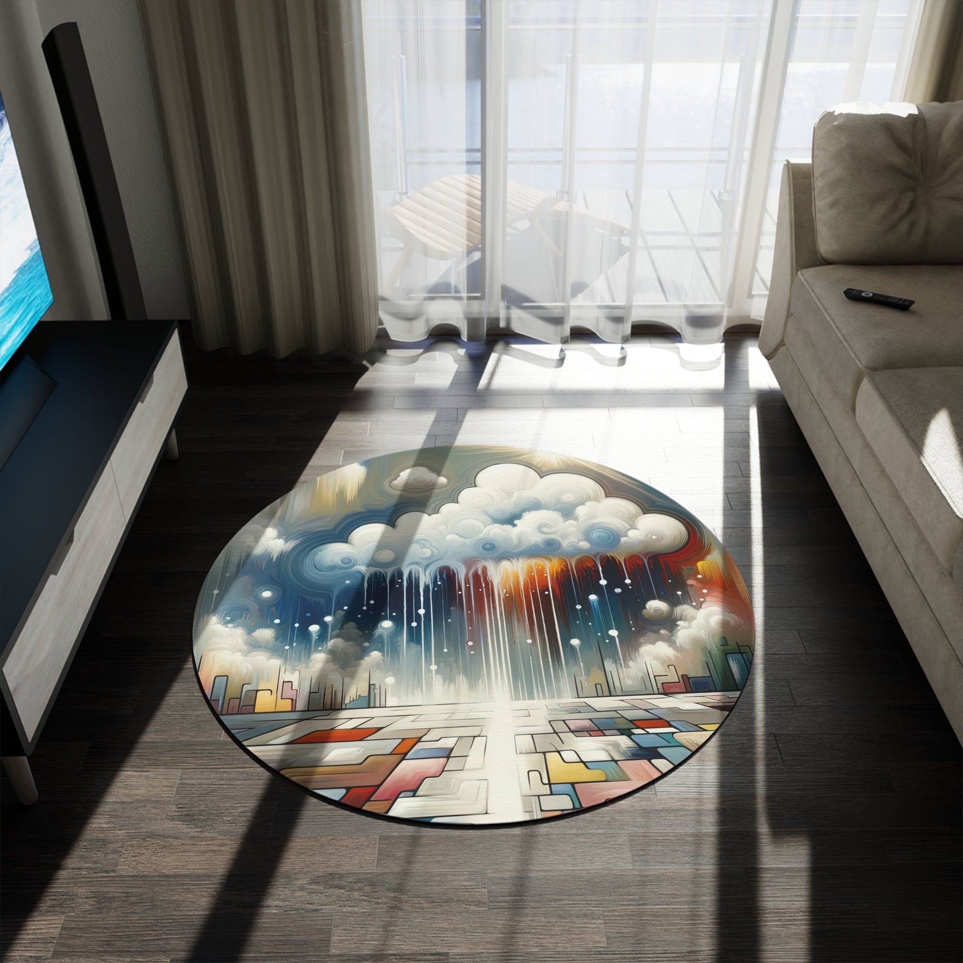 Grounding Silver Clouds Round Rug - ATUH.ART