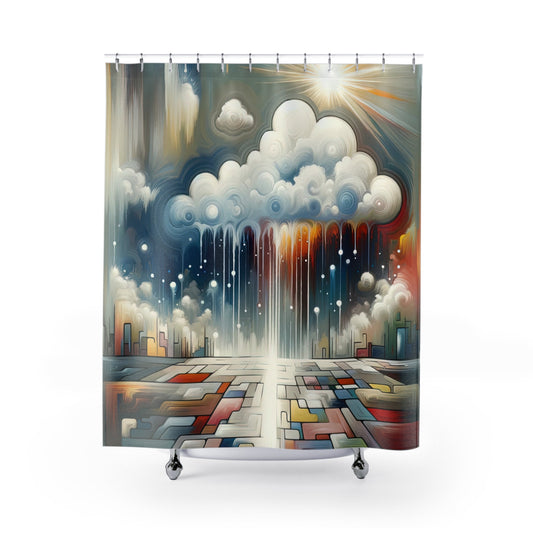 Grounding Silver Clouds Shower Curtains - ATUH.ART