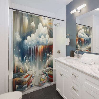 Grounding Silver Clouds Shower Curtains - ATUH.ART