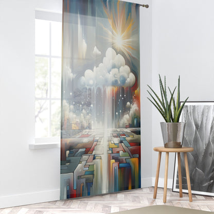 Grounding Silver Clouds Window Curtain - ATUH.ART