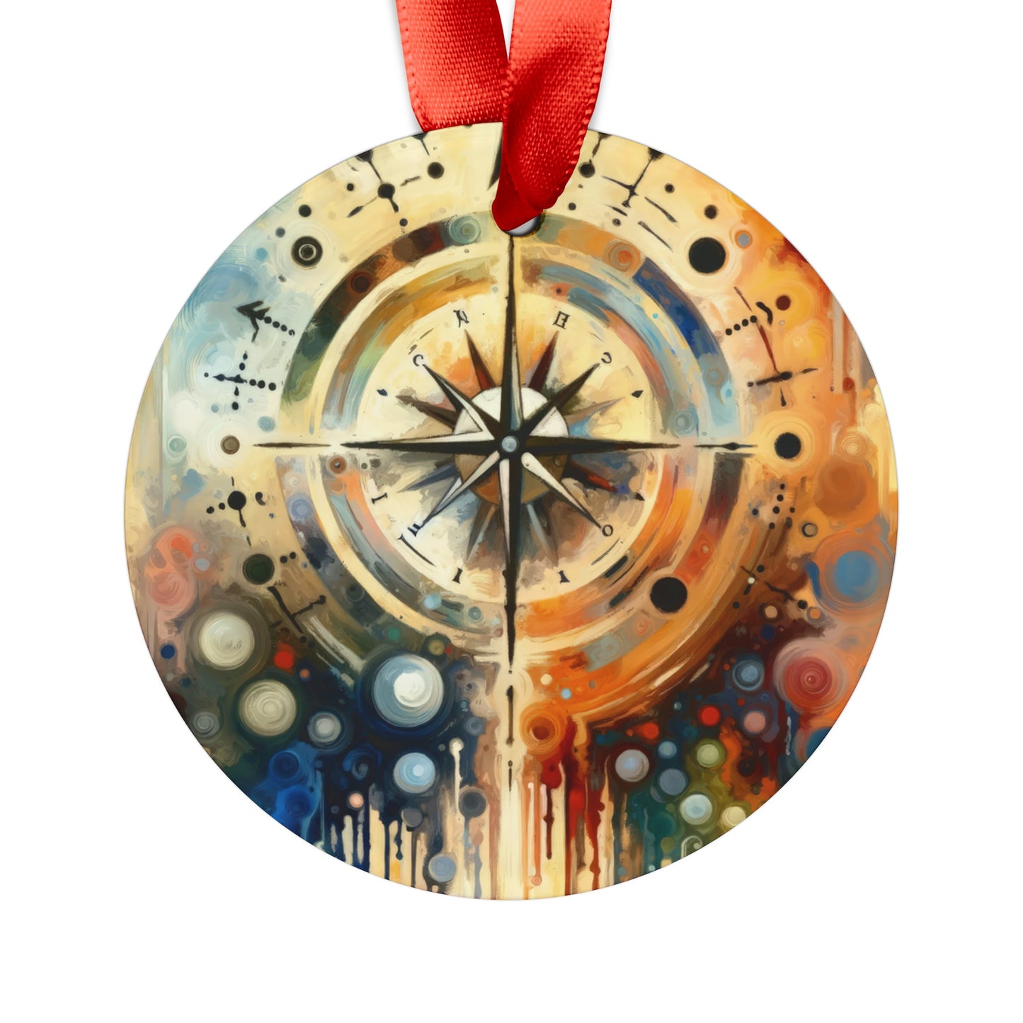 Guidance Abstract Compass Acrylic Ornament with Ribbon - ATUH.ART