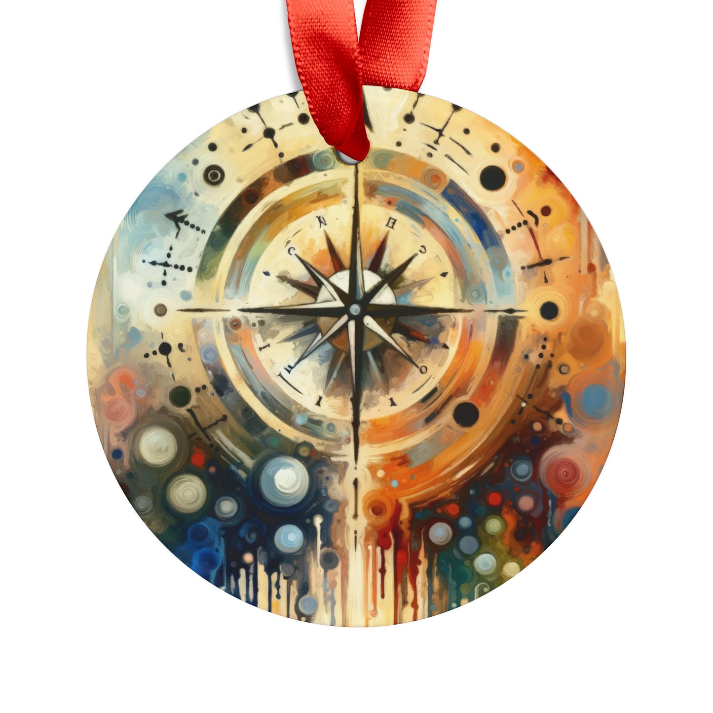 Guidance Abstract Compass Acrylic Ornament with Ribbon - ATUH.ART