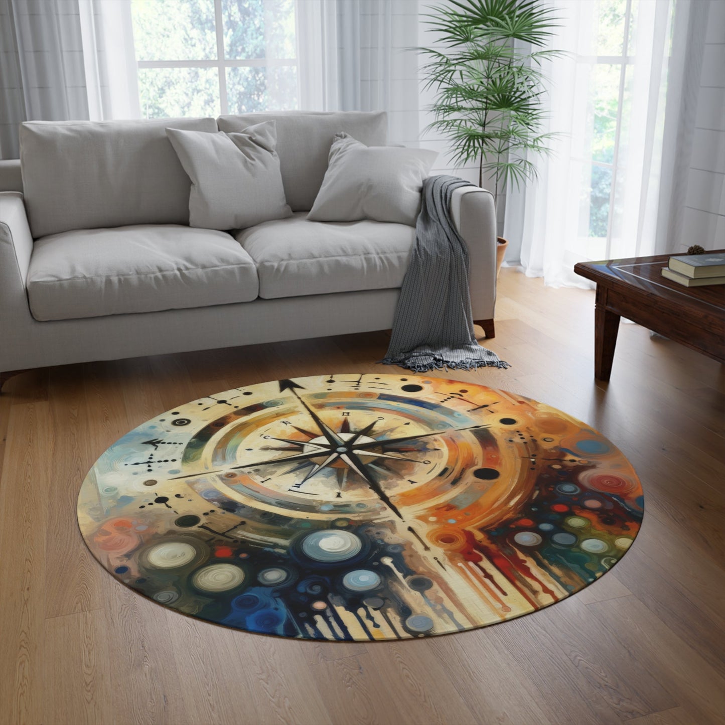 Guidance Abstract Compass Round Rug - ATUH.ART