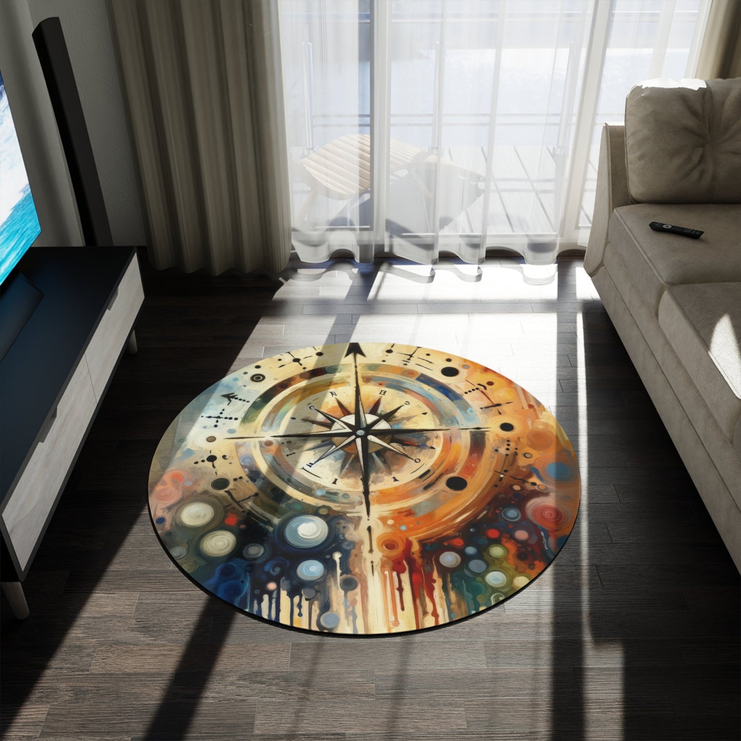 Guidance Abstract Compass Round Rug - ATUH.ART
