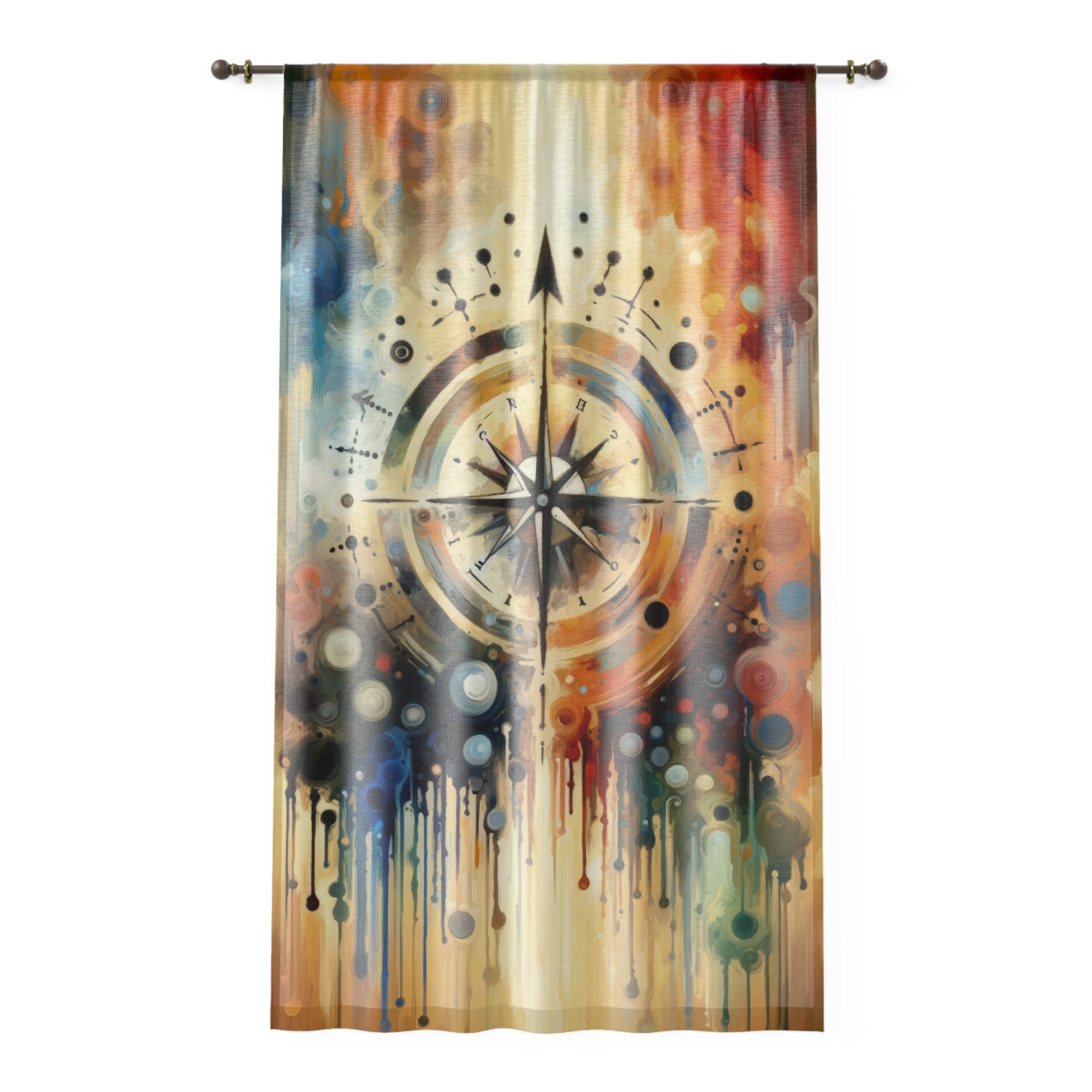 Guidance Abstract Compass Window Curtain - ATUH.ART