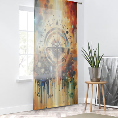 Guidance Abstract Compass Window Curtain - ATUH.ART