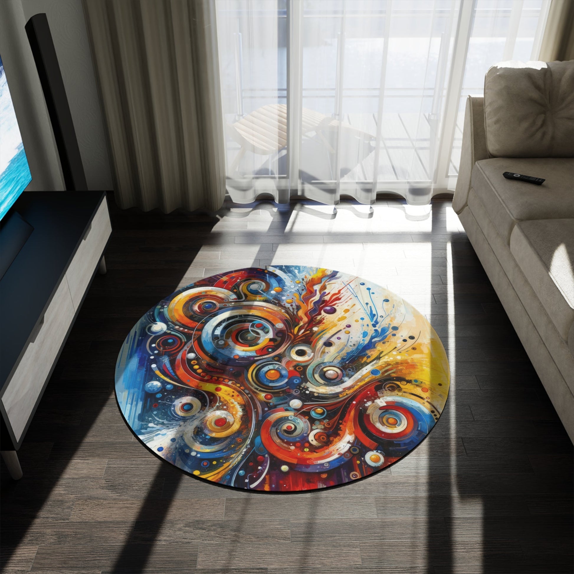 Harmonic Abstract Synergy Round Rug - ATUH.ART