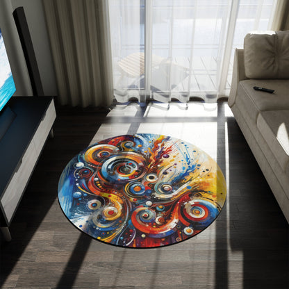 Harmonic Abstract Synergy Round Rug - ATUH.ART
