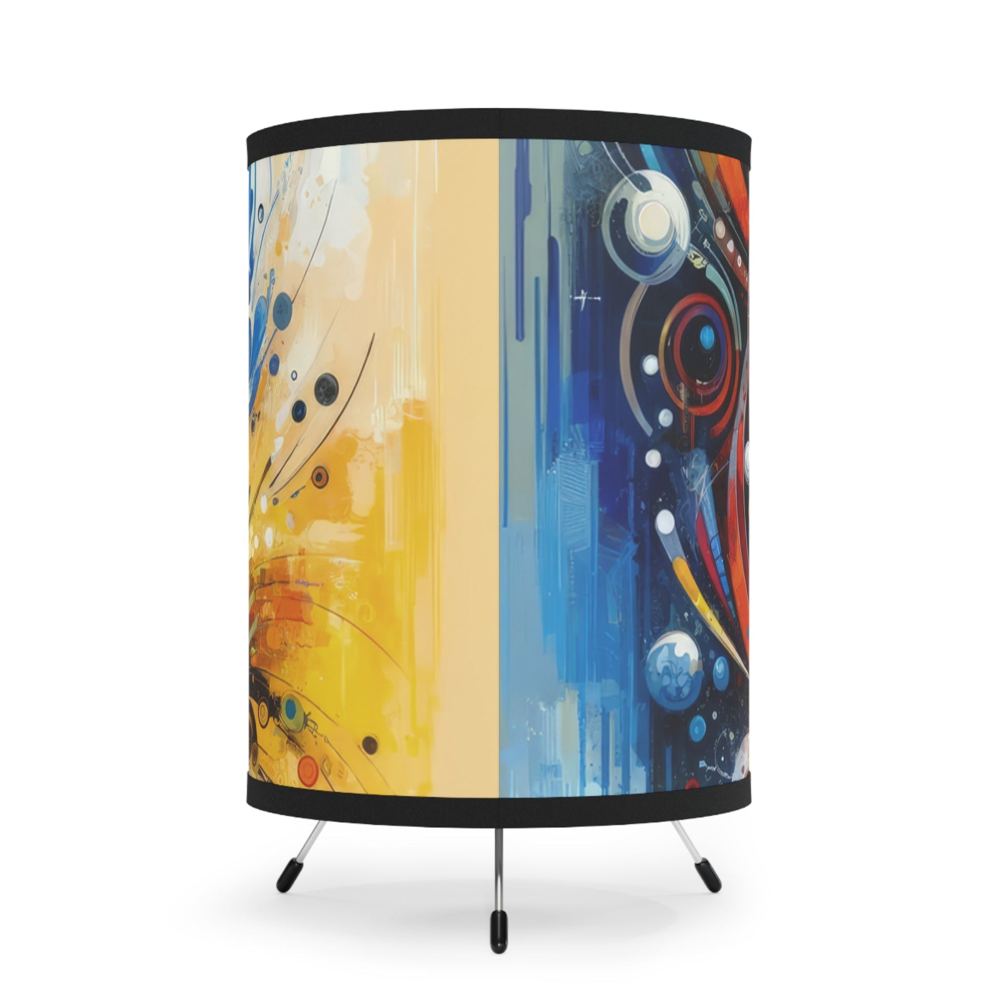 Harmonic Abstract Synergy Tripod Lamp with High-Res Printed Shade, US\CA plug - ATUH.ART