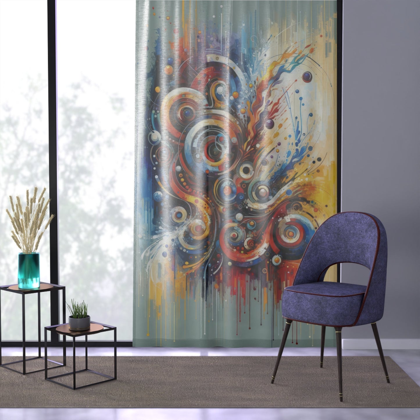 Harmonic Abstract Synergy Window Curtain - ATUH.ART