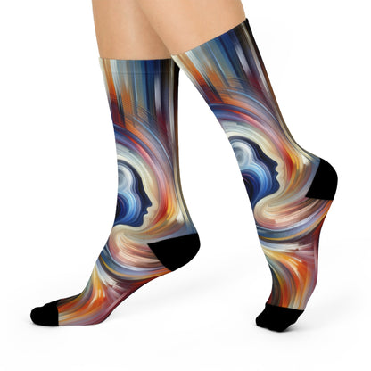 Harmonious Mindset Abstract Cushioned Crew Socks - ATUH.ART