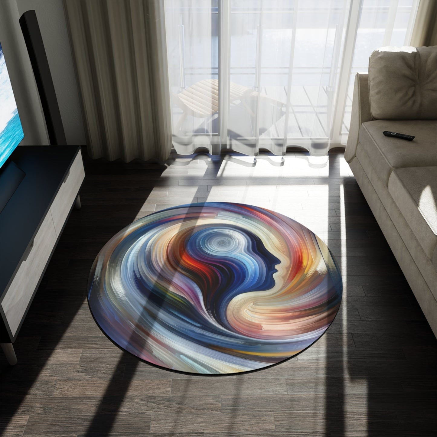 Harmonious Mindset Abstract Round Rug - ATUH.ART