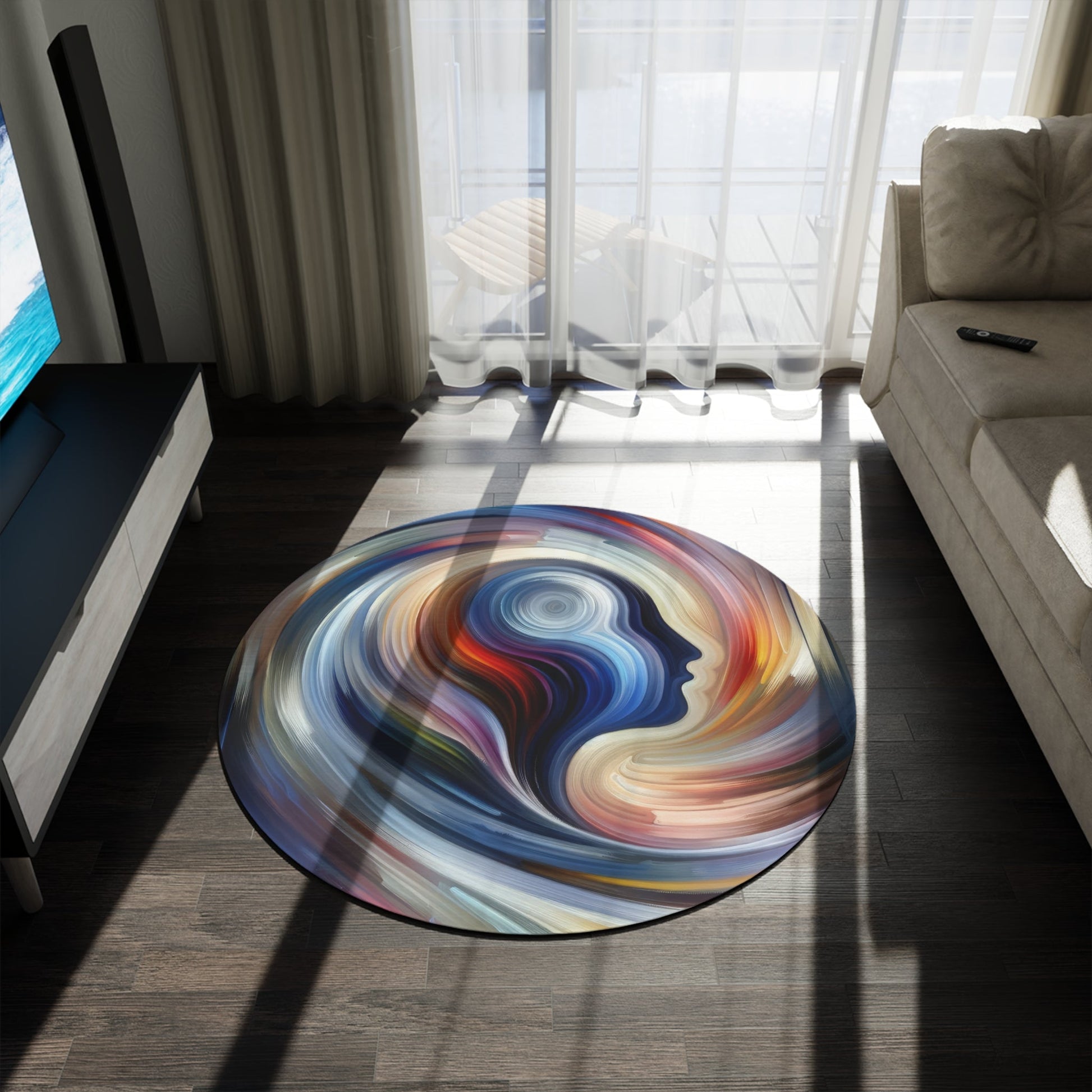Harmonious Mindset Abstract Round Rug - ATUH.ART