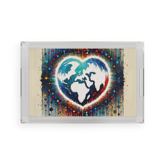 Heartbeats Synchronizing Peace Acrylic Serving Tray - ATUH.ART