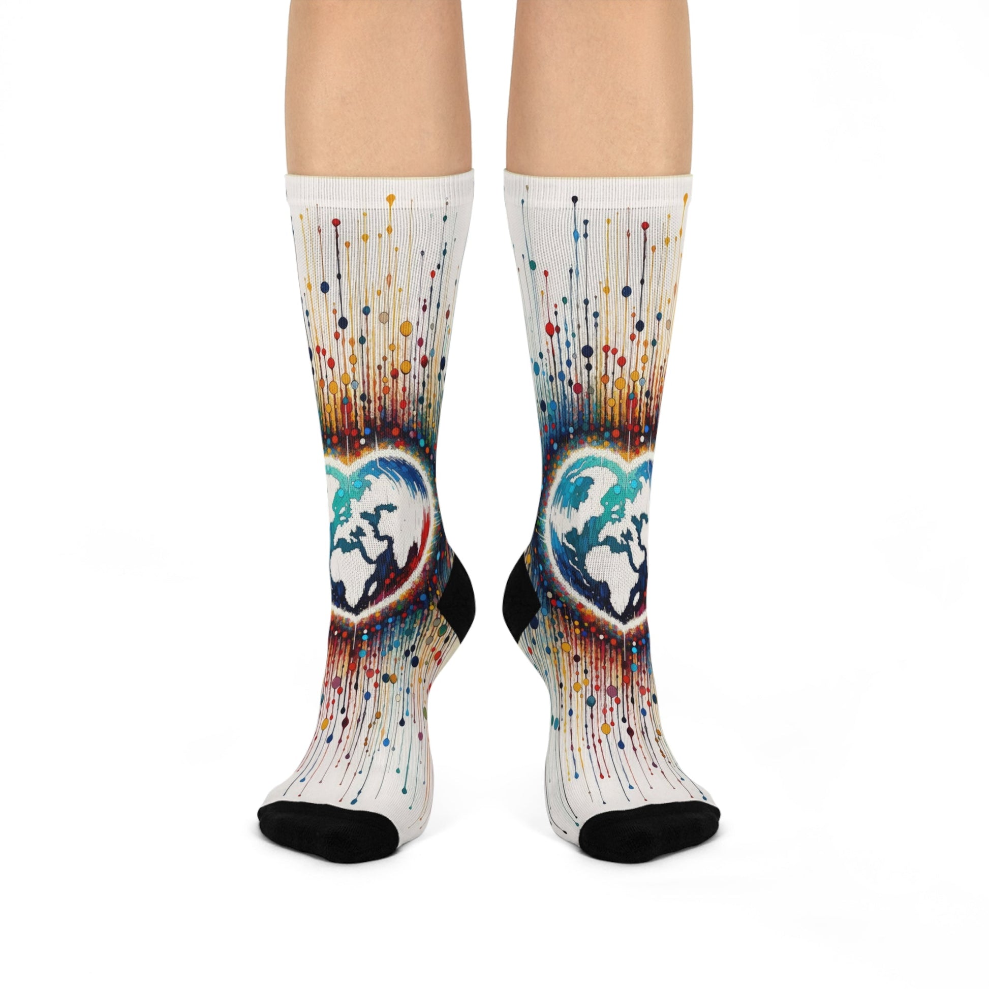 Heartbeats Synchronizing Peace Cushioned Crew Socks - ATUH.ART