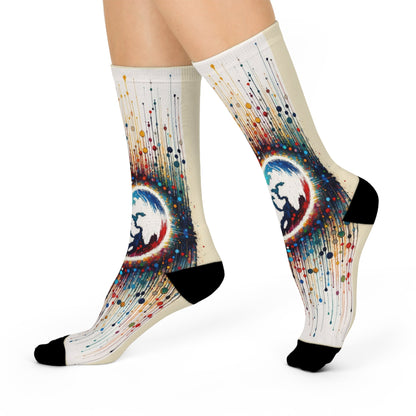 Heartbeats Synchronizing Peace Cushioned Crew Socks - ATUH.ART