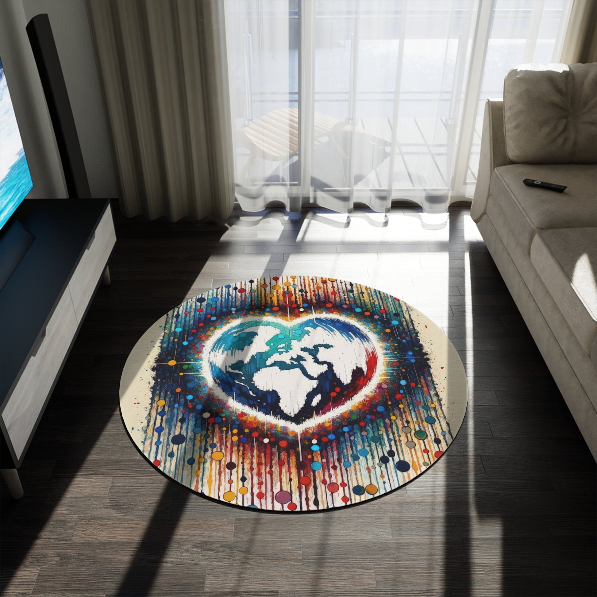 Heartbeats Synchronizing Peace Round Rug - ATUH.ART