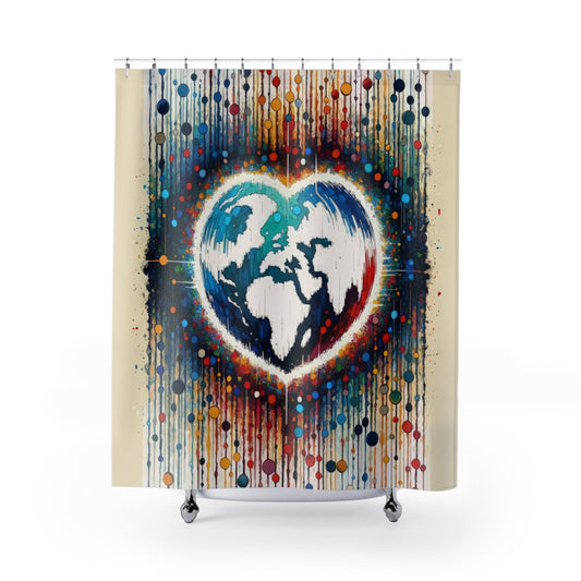 Heartbeats Synchronizing Peace Shower Curtains - ATUH.ART