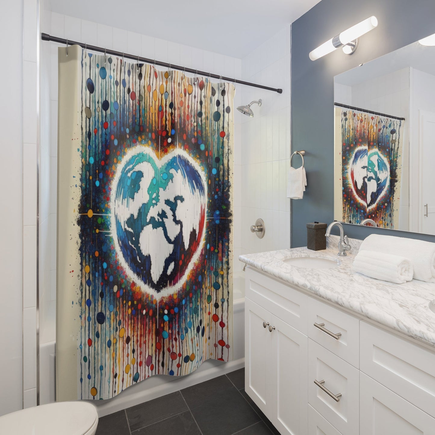 Heartbeats Synchronizing Peace Shower Curtains - ATUH.ART