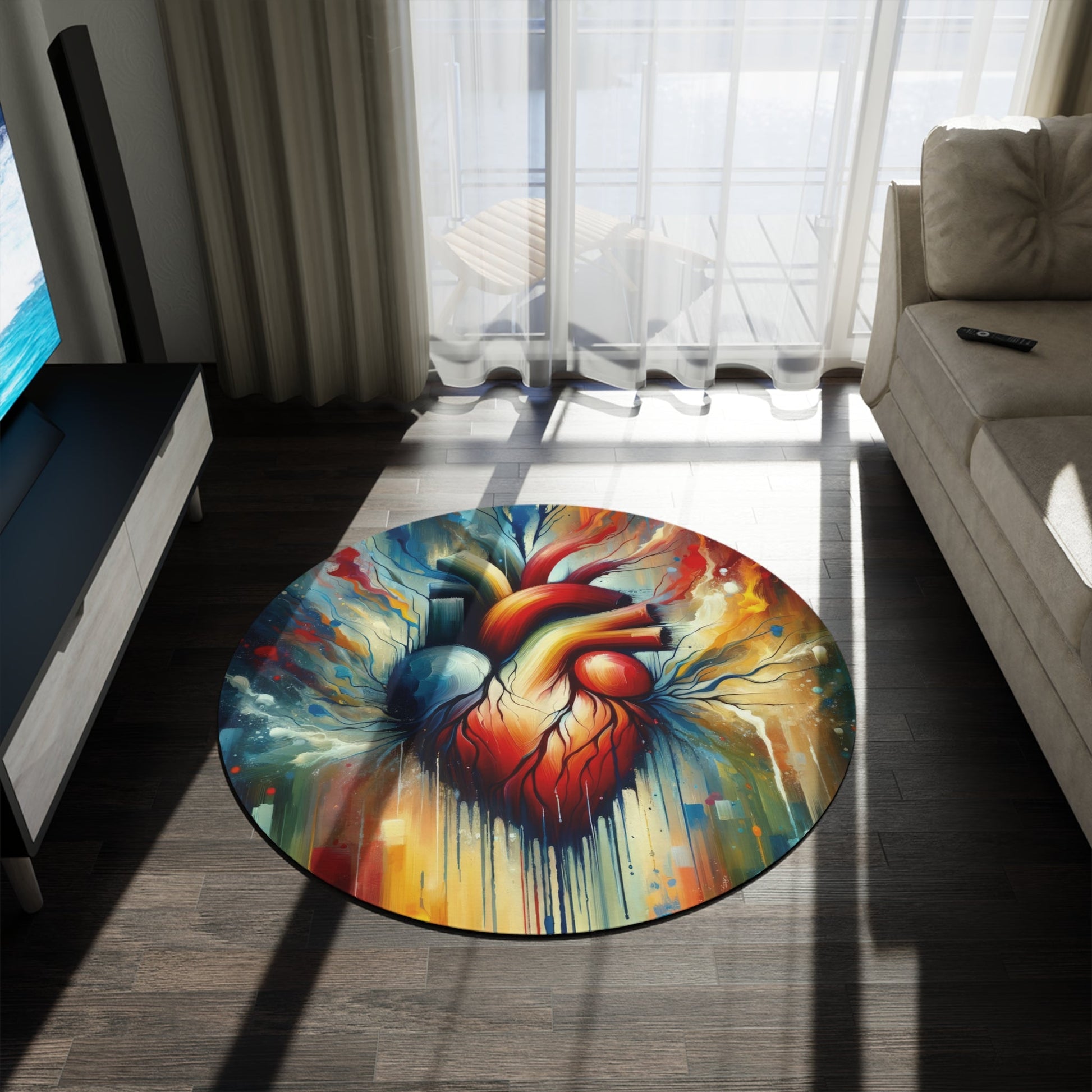 Humanity Heart Unveiled Round Rug - ATUH.ART