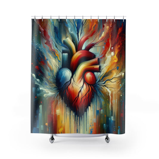Humanity Heart Unveiled Shower Curtains - ATUH.ART