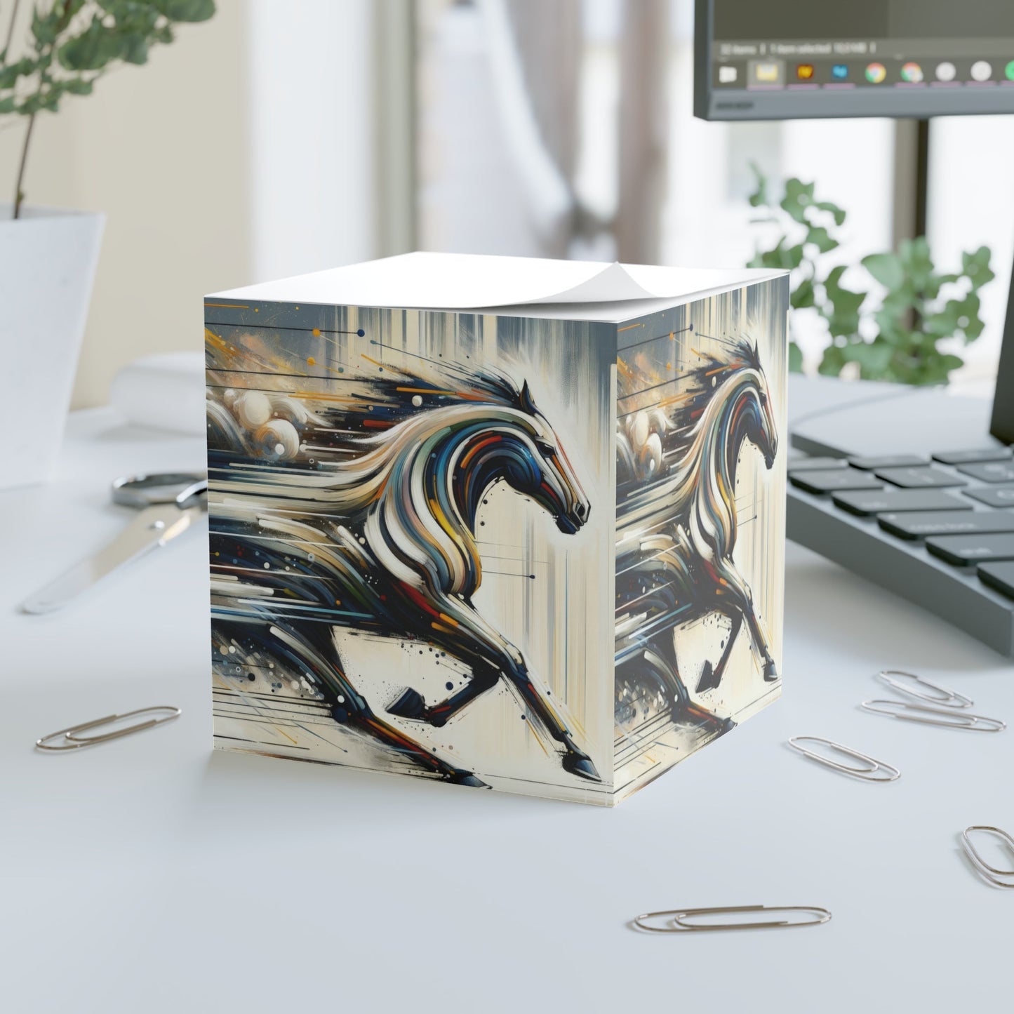 Hyperlinked Horsepower Gallop Note Cube - ATUH.ART