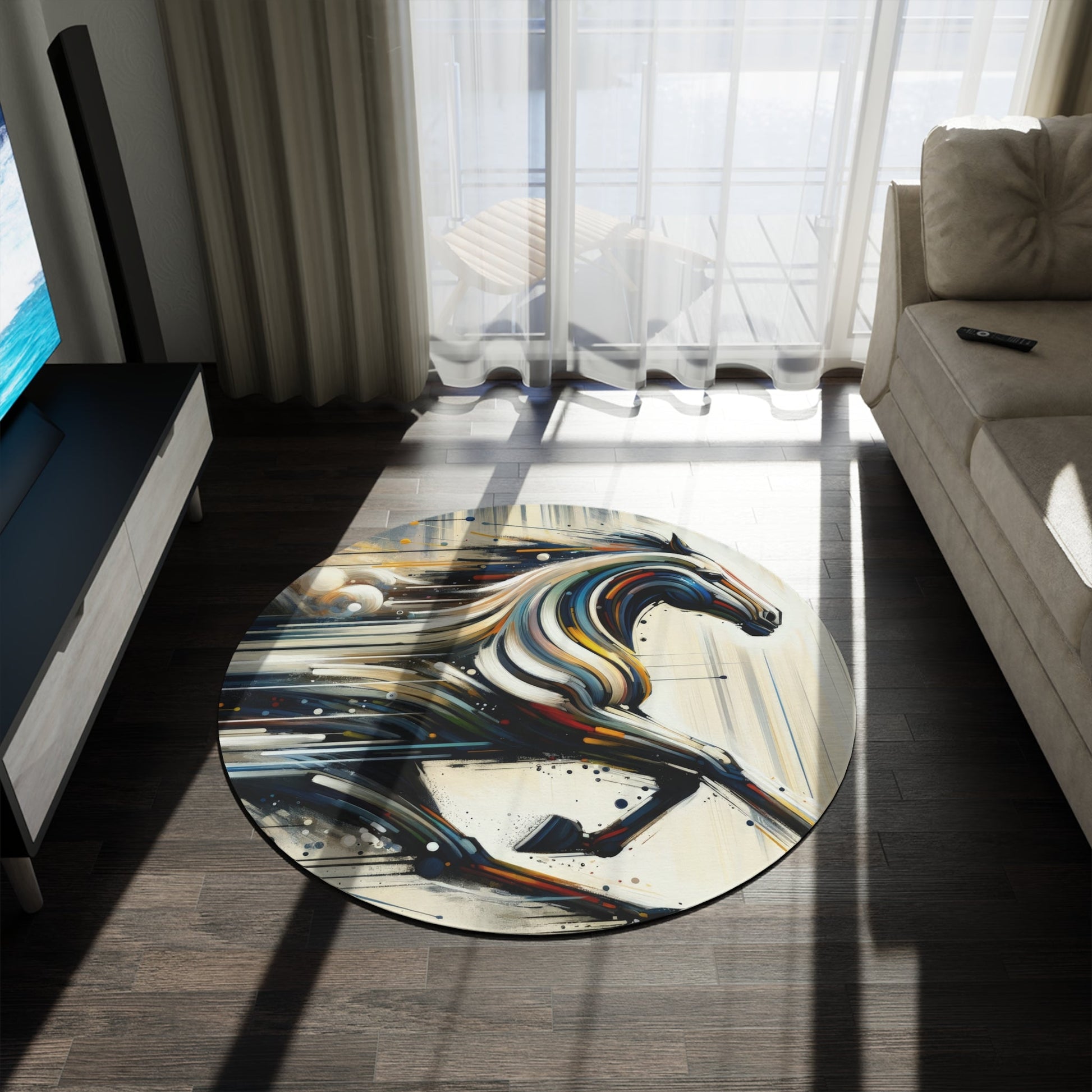 Hyperlinked Horsepower Gallop Round Rug - ATUH.ART