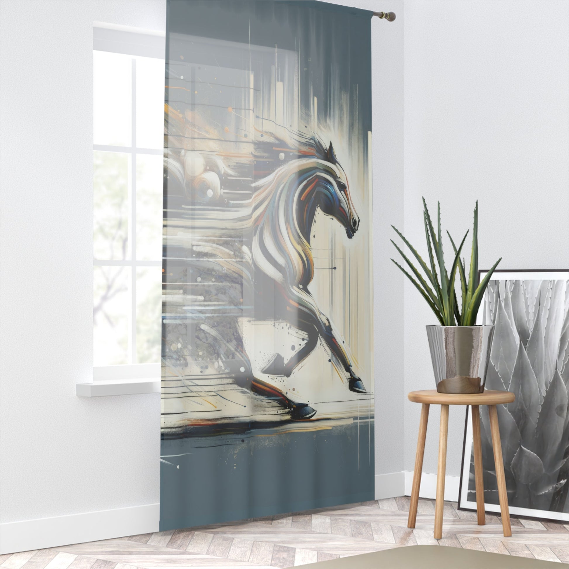 Hyperlinked Horsepower Gallop Window Curtain - ATUH.ART