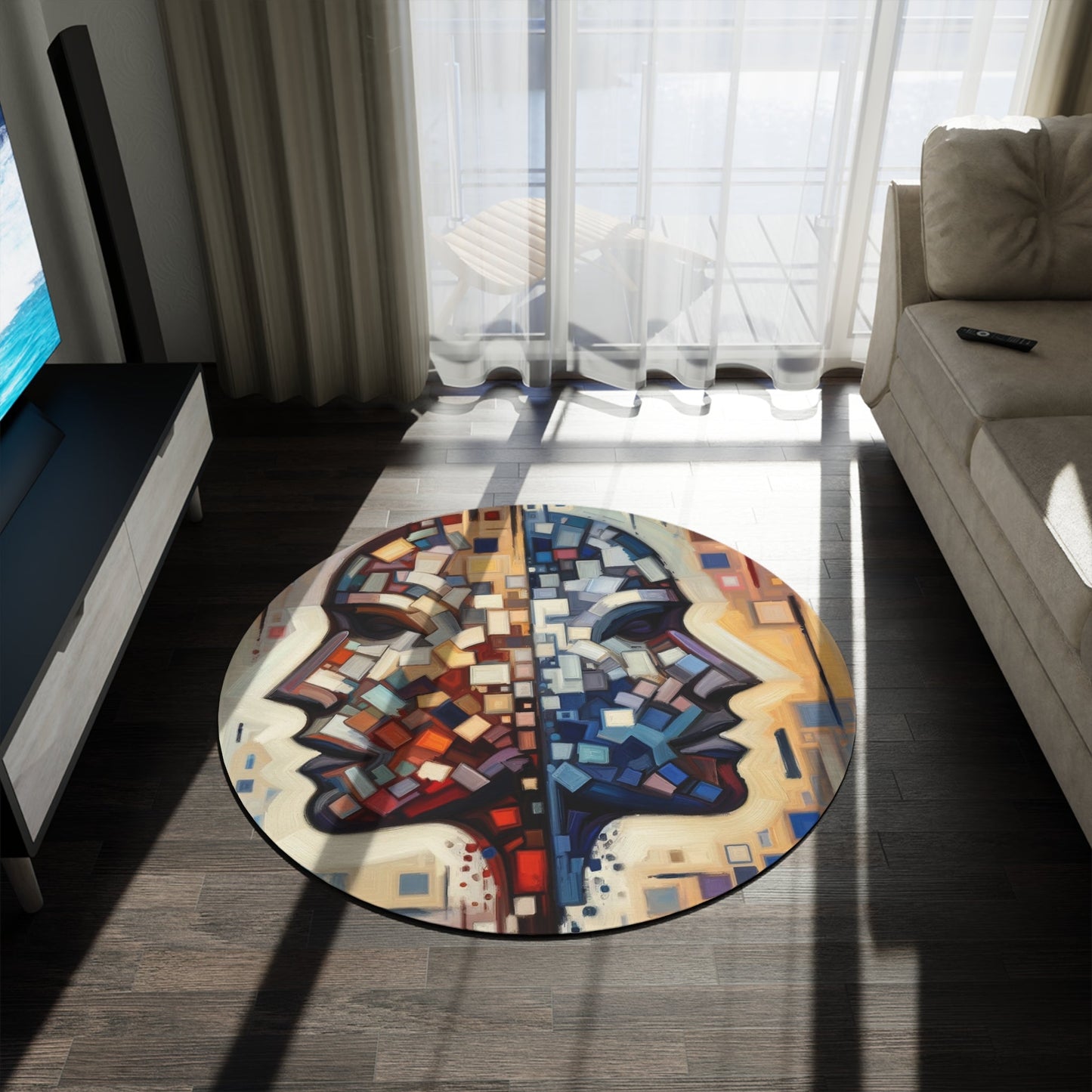 Identity Tachism Intersection Round Rug - ATUH.ART