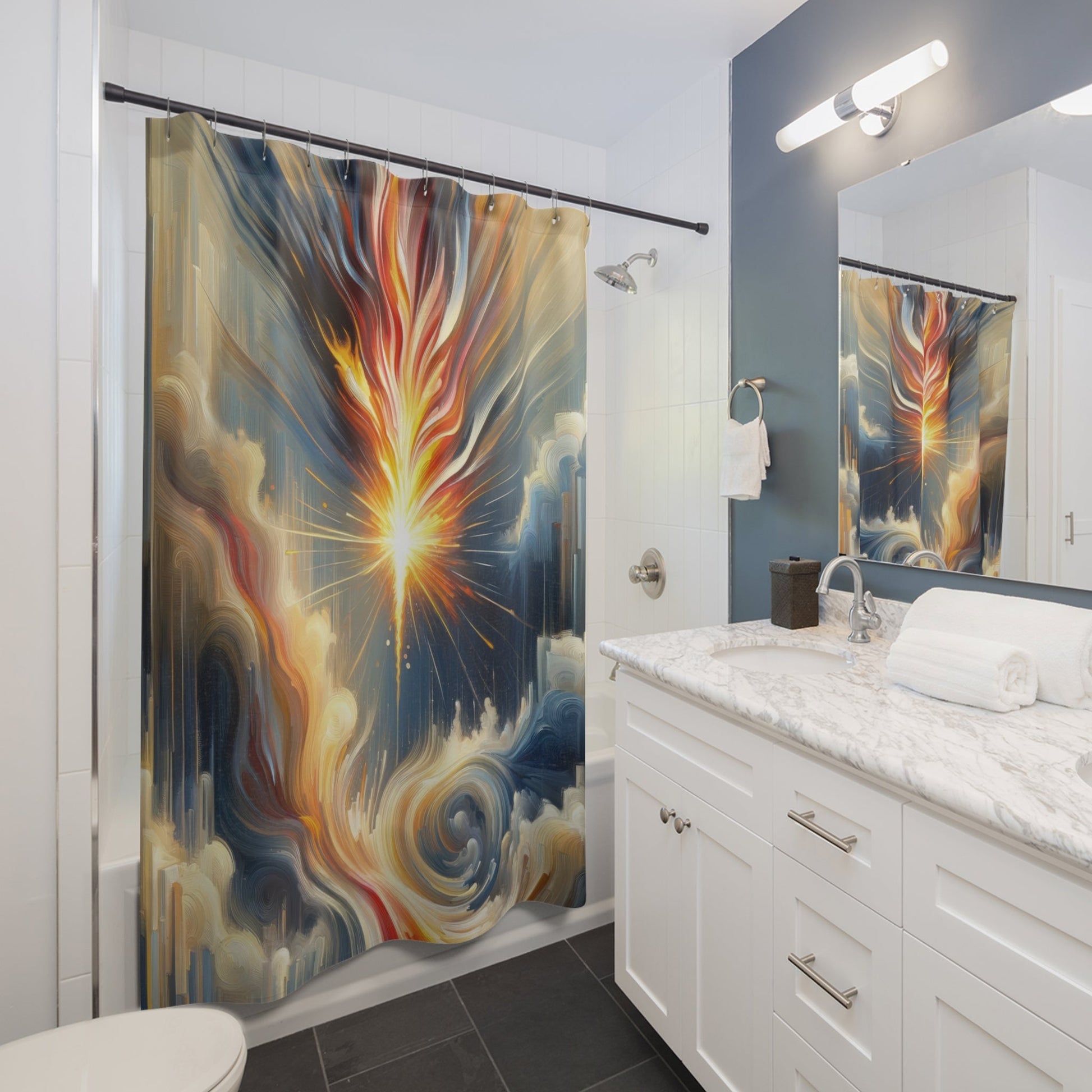 Ignite Spark Transformation Shower Curtains - ATUH.ART