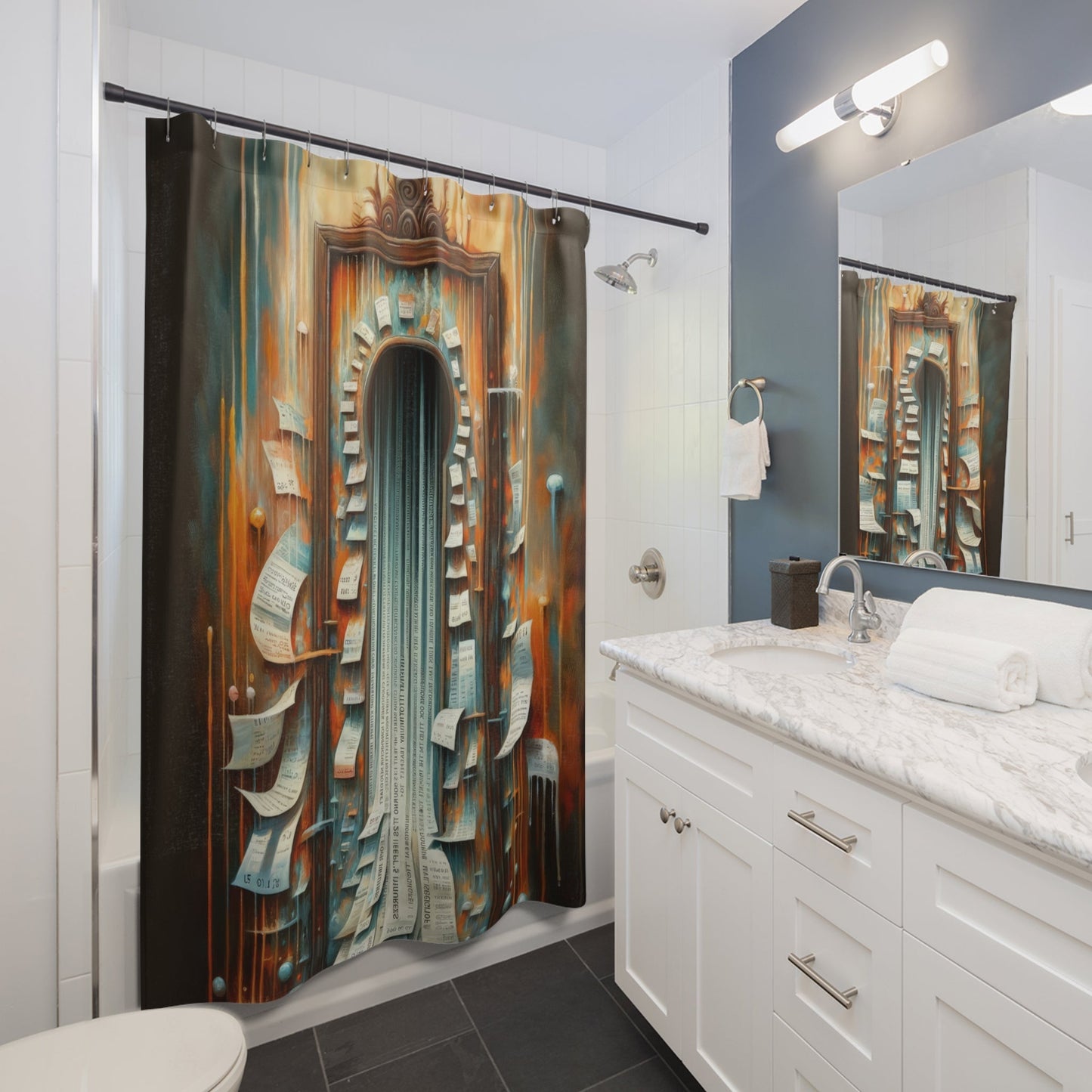 Illuminated Truths Mirror Shower Curtains - ATUH.ART