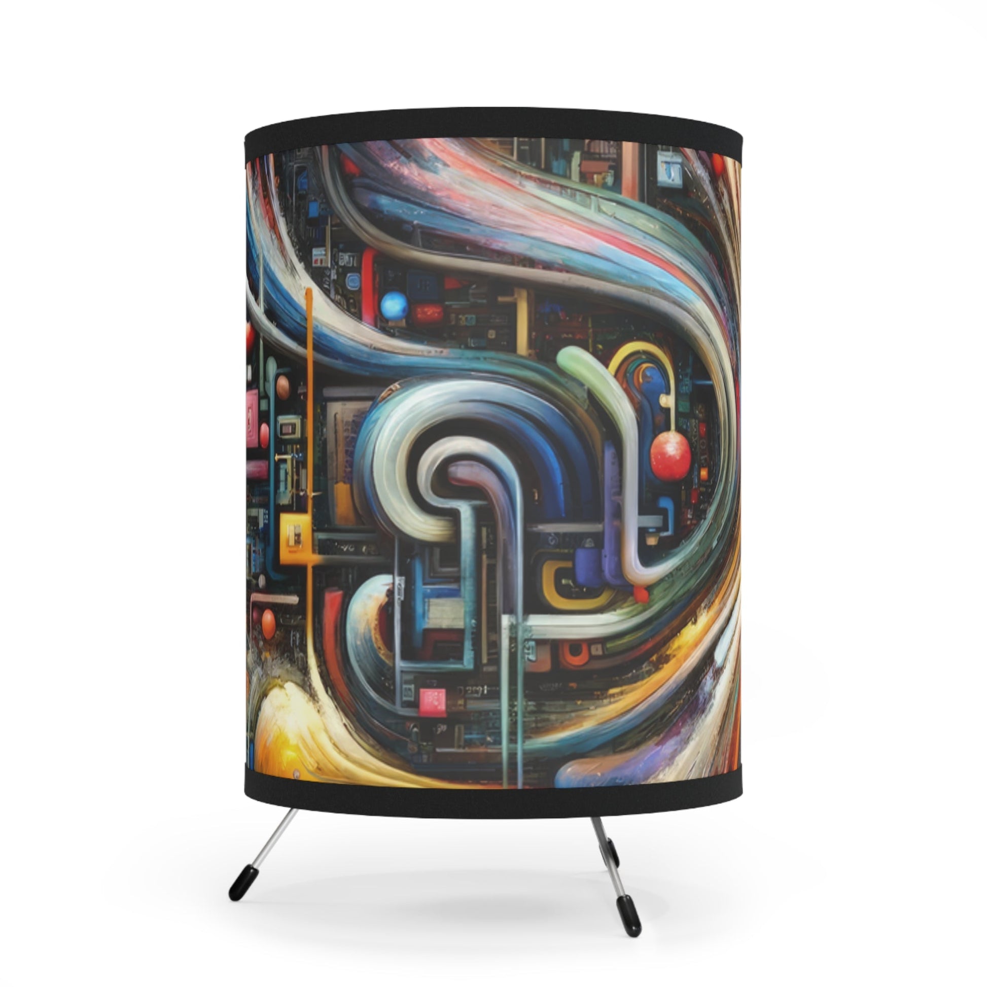 Information Bottleneck Cascade Tripod Lamp with High-Res Printed Shade, US\CA plug - ATUH.ART