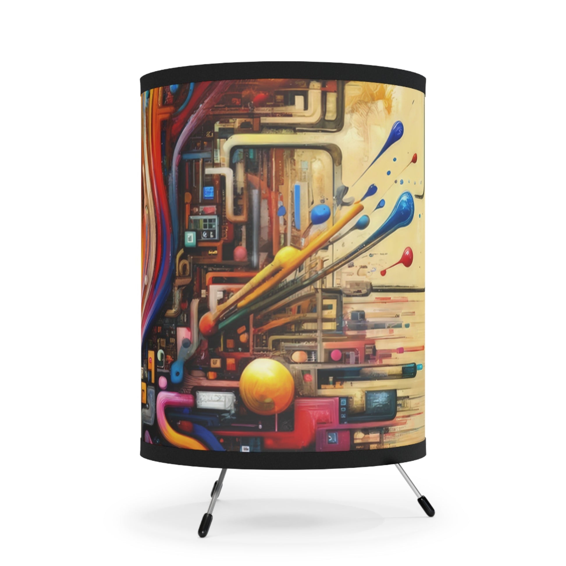 Information Bottleneck Cascade Tripod Lamp with High-Res Printed Shade, US\CA plug - ATUH.ART