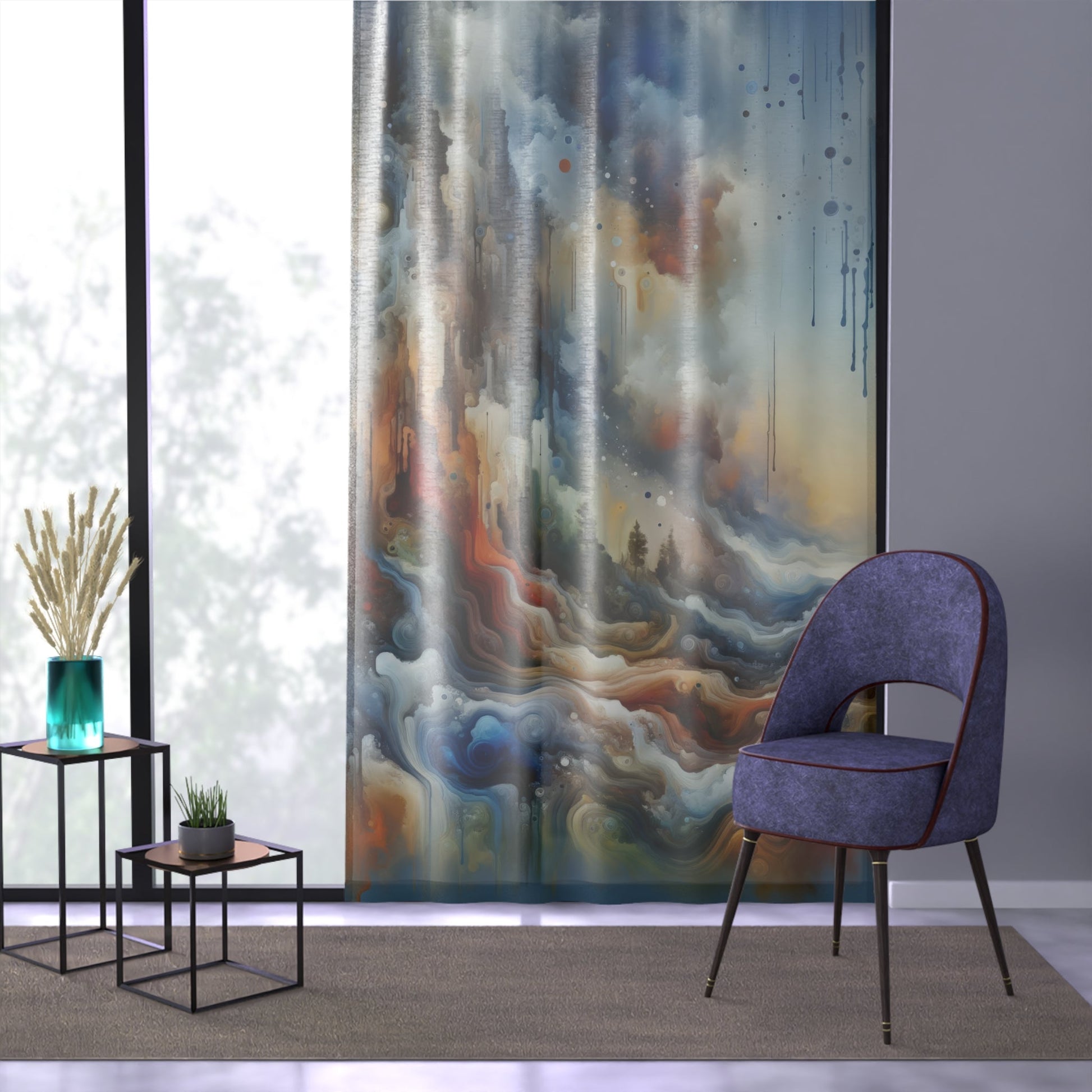 Inner Journey Abstract Window Curtain - ATUH.ART
