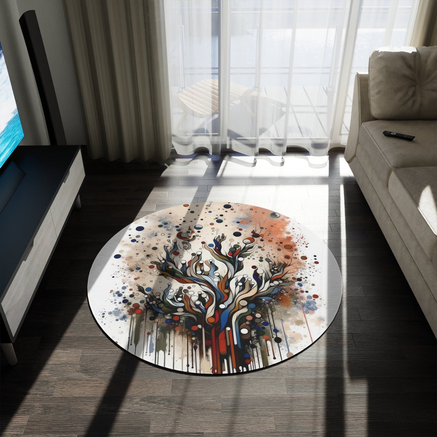 Intentional Unity Splashes Round Rug - ATUH.ART