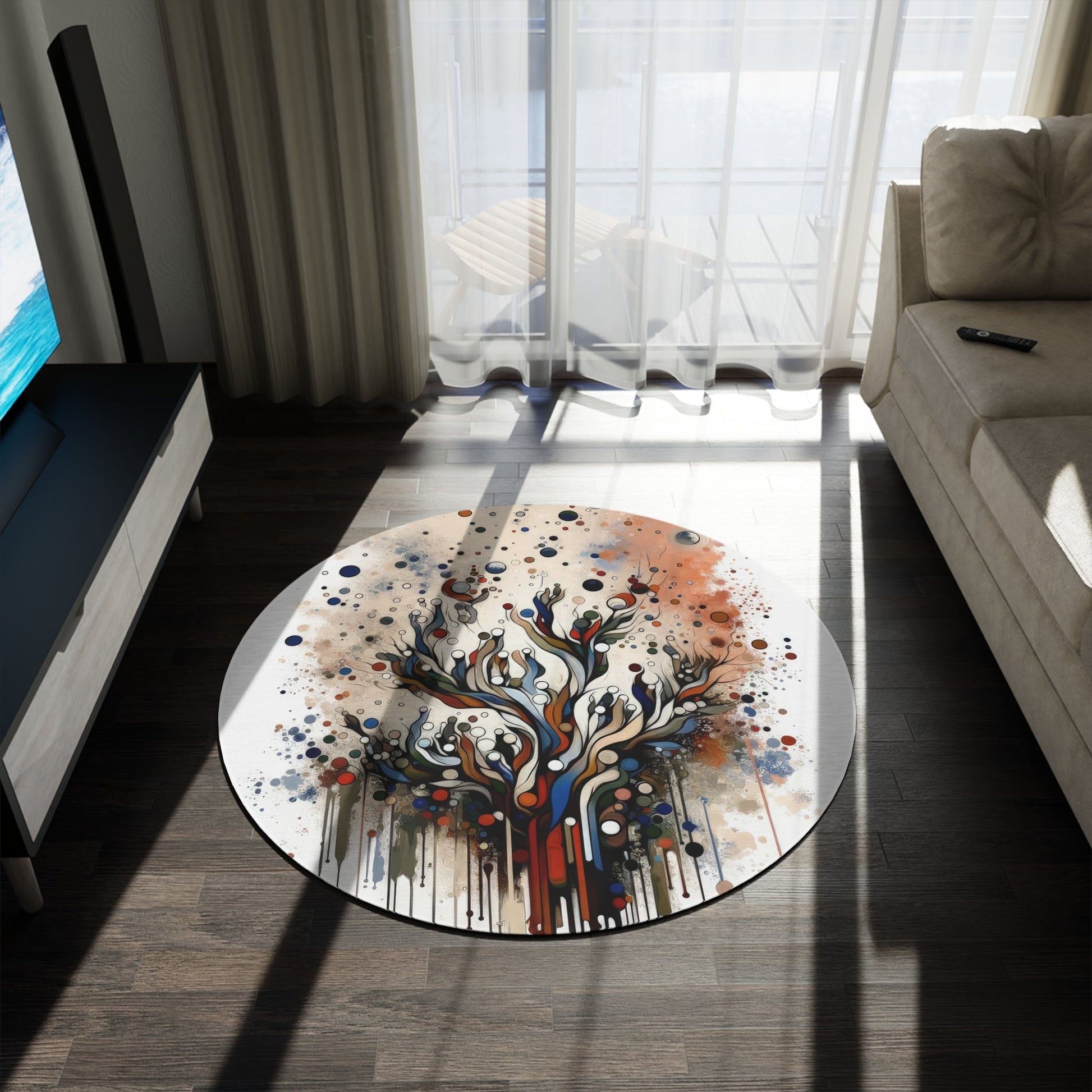 Intentional Unity Splashes Round Rug - ATUH.ART