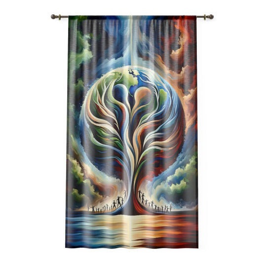 Interconnected Earth Advocates Window Curtain - ATUH.ART