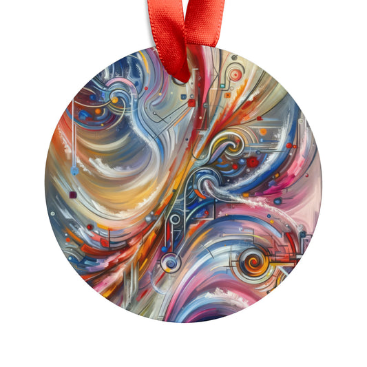 Interconnectivity Tachism Dynamics Acrylic Ornament with Ribbon - ATUH.ART