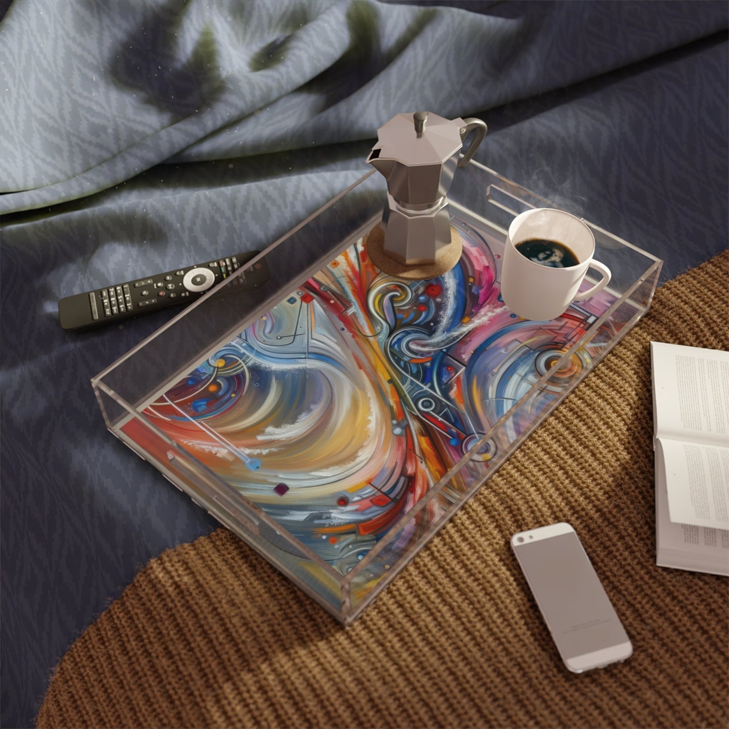 Interconnectivity Tachism Dynamics Acrylic Serving Tray - ATUH.ART