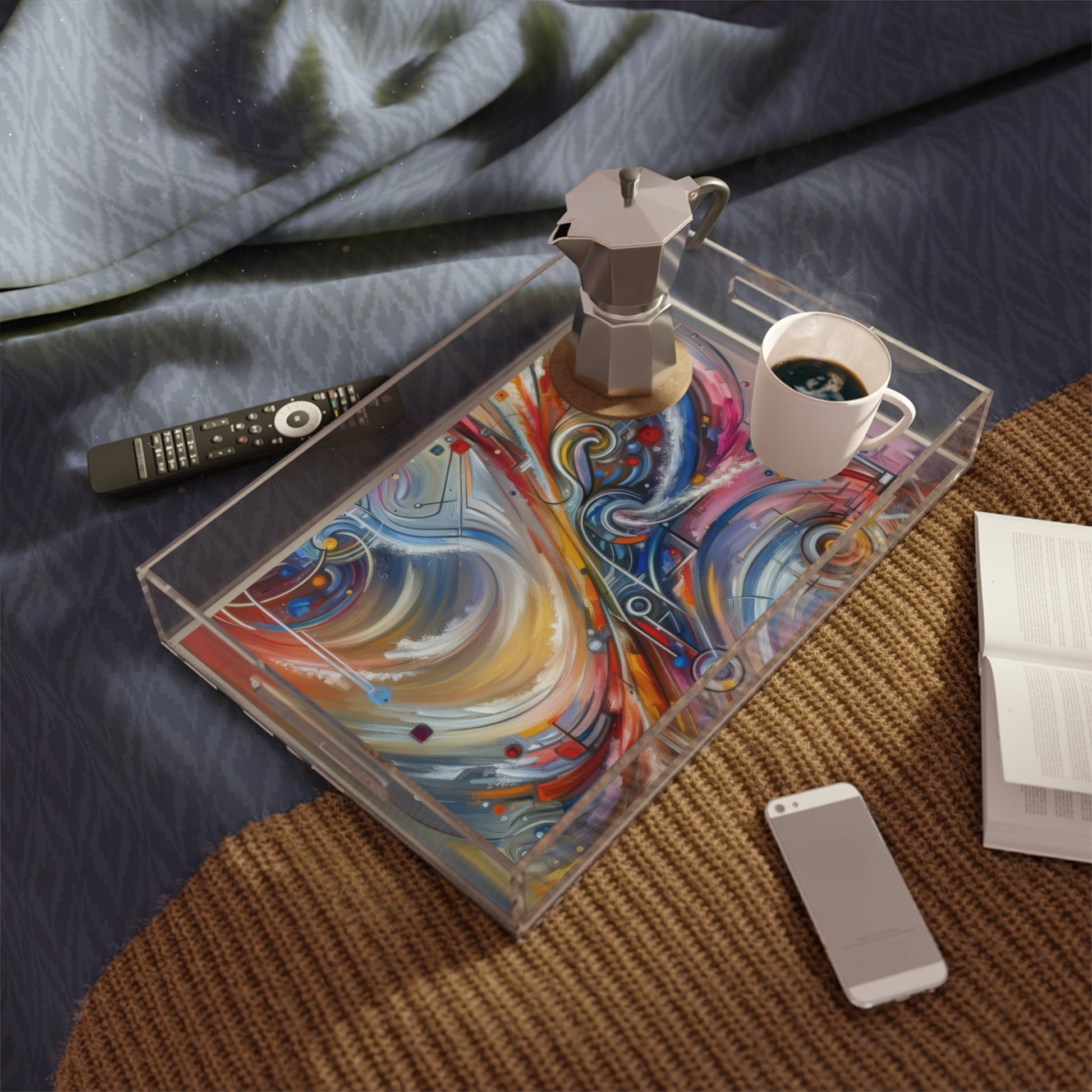 Interconnectivity Tachism Dynamics Acrylic Serving Tray - ATUH.ART