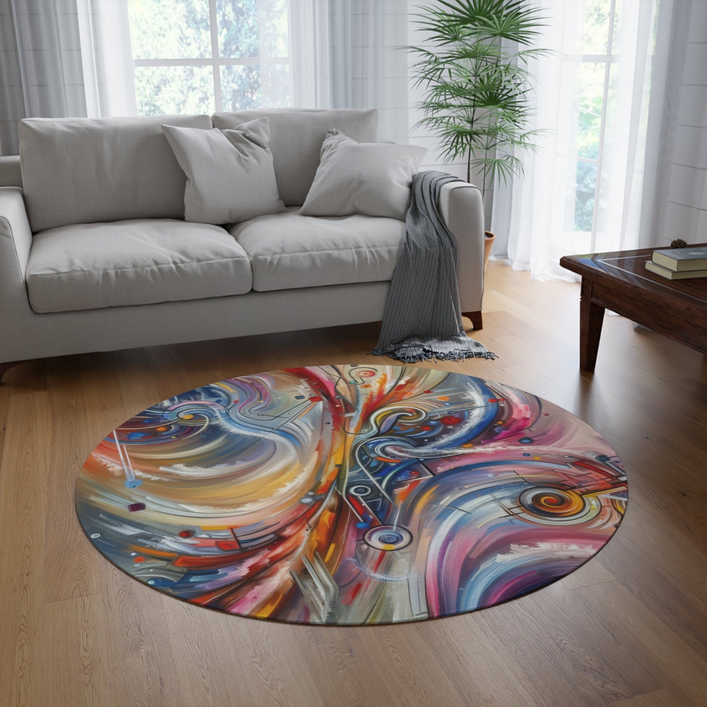 Interconnectivity Tachism Dynamics Round Rug - ATUH.ART