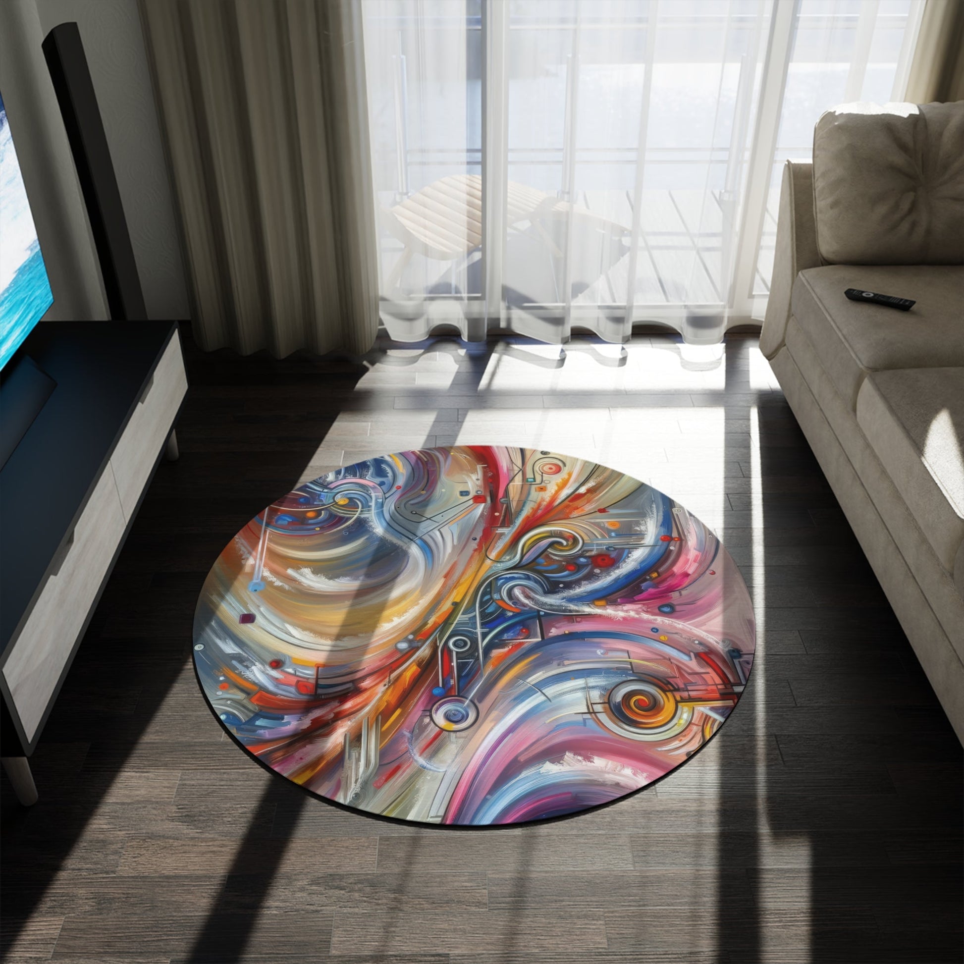 Interconnectivity Tachism Dynamics Round Rug - ATUH.ART