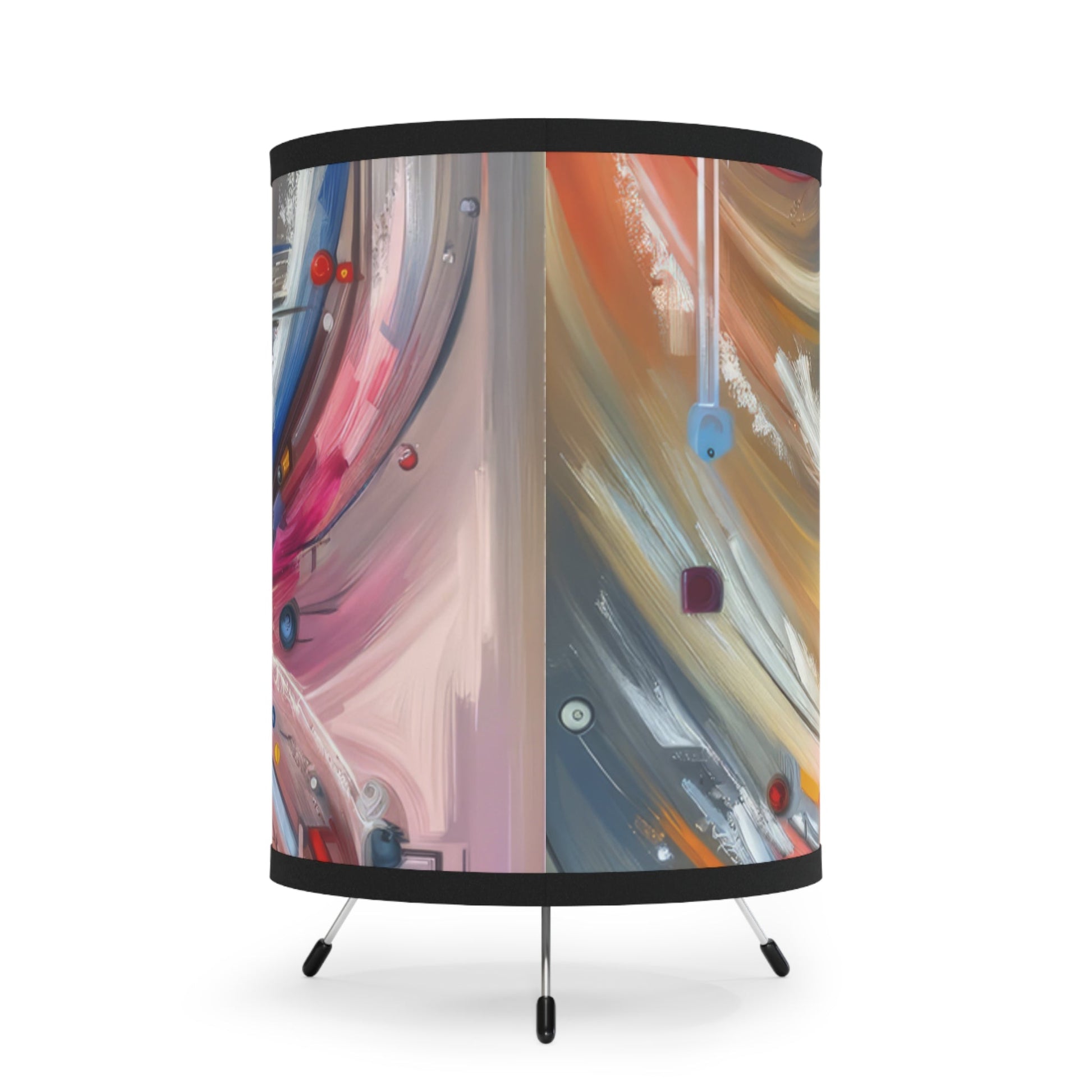 Interconnectivity Tachism Dynamics Tripod Lamp with High-Res Printed Shade, US\CA plug - ATUH.ART