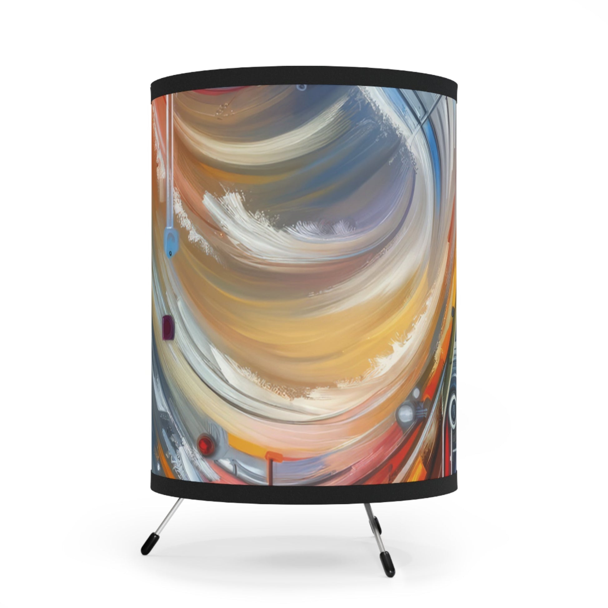 Interconnectivity Tachism Dynamics Tripod Lamp with High-Res Printed Shade, US\CA plug - ATUH.ART