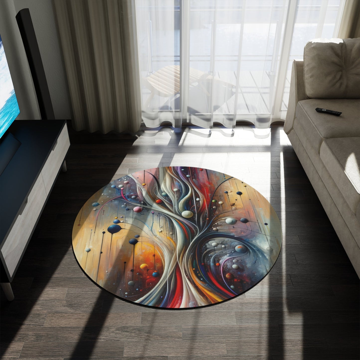 Invisible Threads Influence Round Rug - ATUH.ART
