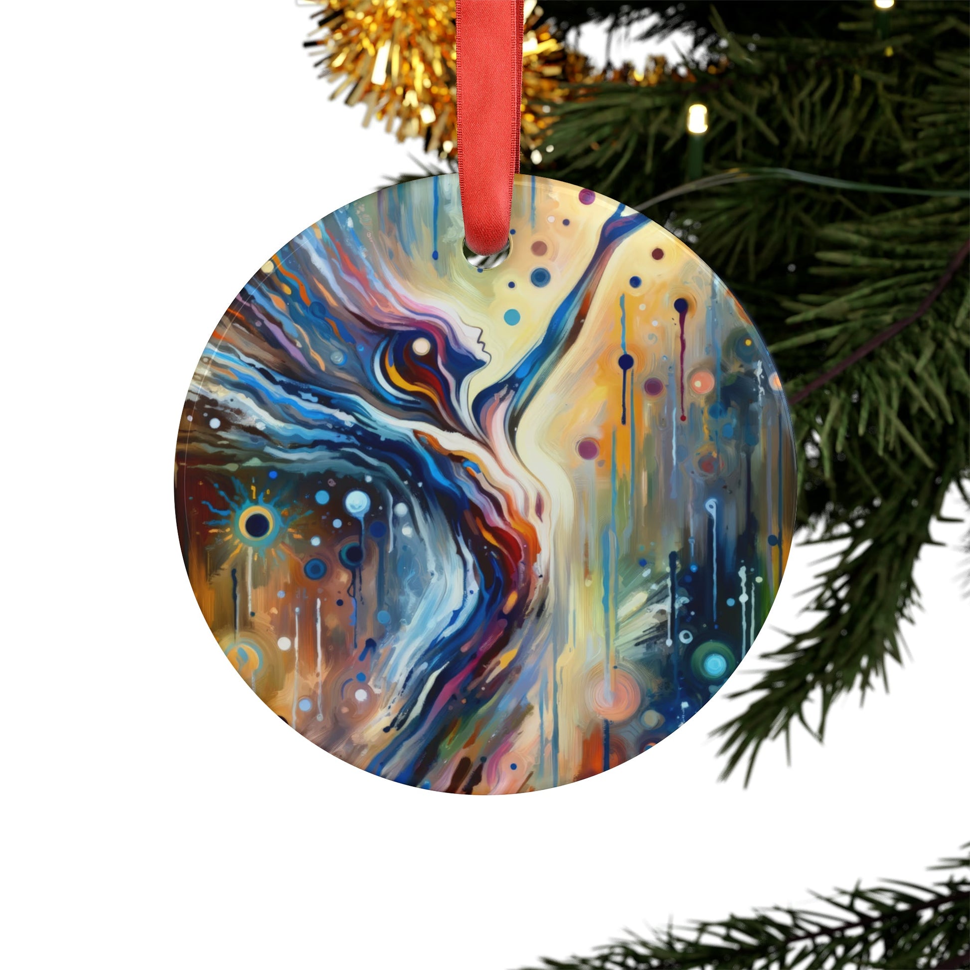 Journey Embrace Tachism Acrylic Ornament with Ribbon - ATUH.ART