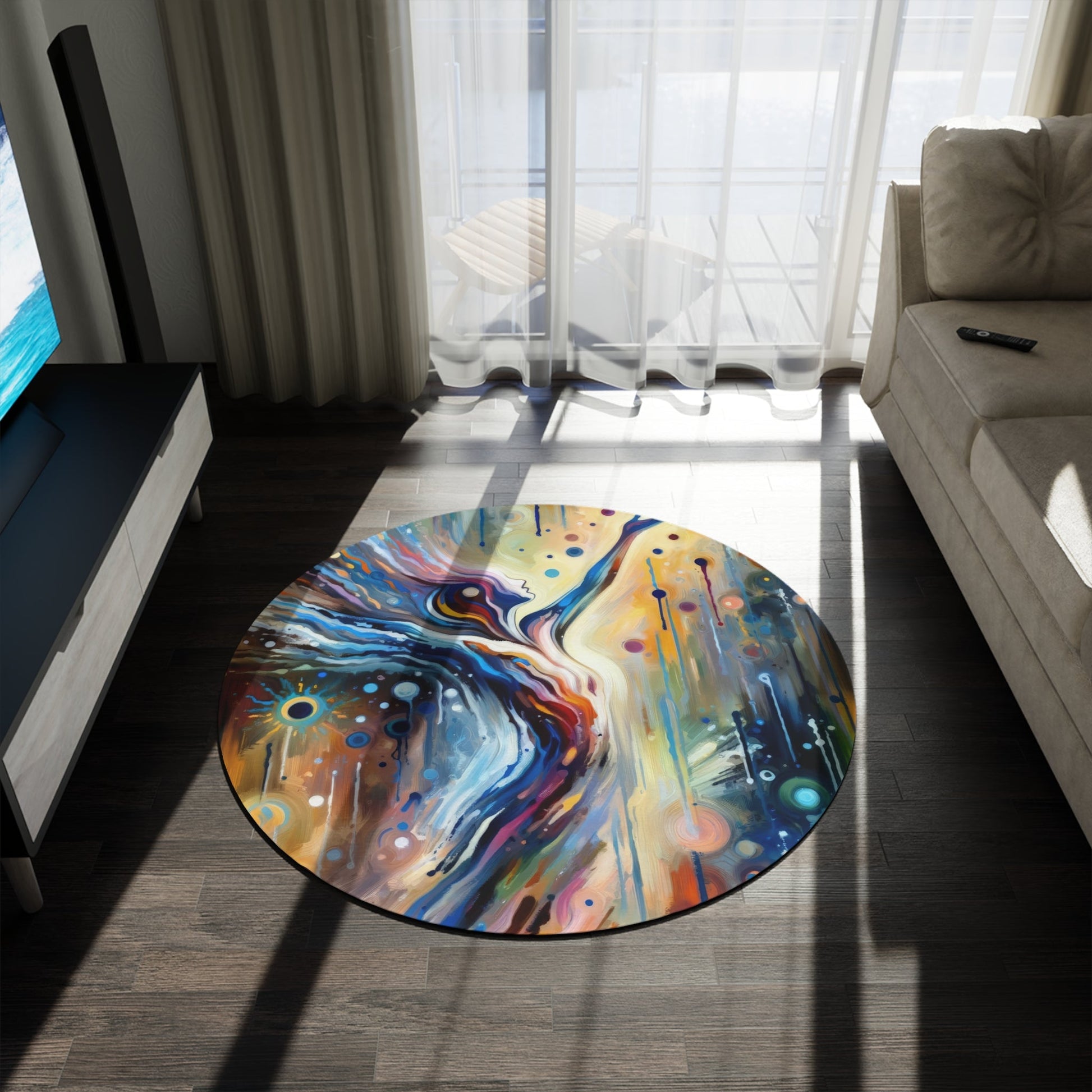 Journey Embrace Tachism Round Rug - ATUH.ART